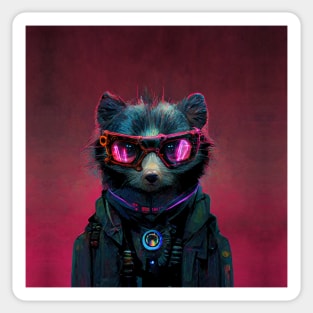 Cyberpunk Racoon Soldier Sticker